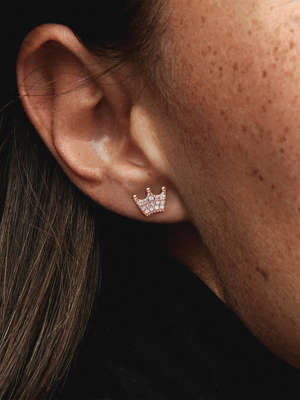 Pandora crown stub earrings 925 sterling in rose gold colour